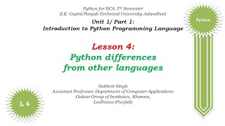 Python Theory Part 4 Python differences from other languages [upl. by Enyrehtak]