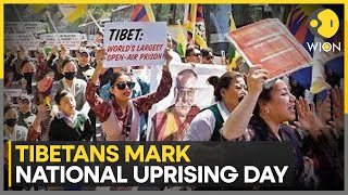 Tibetans in Dharamsala Delhi hold march to commemorate 65th National Uprising Day  WION [upl. by Lohman64]