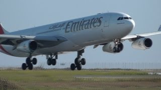 Emirates A340313XClose Landing LCLKRwy 22Inside Larnaca Intl [upl. by Aisylla276]