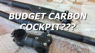 TOSEEK CARBON FIBER COCKPIT STEMHANDLEBARampSEATPOST UNBOXING BUDGET CARBON COCKPIT [upl. by Herwin242]