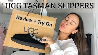 UGG TASMAN SLIPPER UNBOXING amp REVIEW  Nicole Ann [upl. by Zebedee]