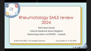 SMLE Review Course 2024  Rheumatology [upl. by Aehtela]