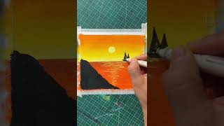 Sunset and dusk simple landscape painting you can learn it once sunset [upl. by Acisseg]