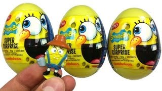 3 SPONGEBOB Super Surprise Eggs Unboxing [upl. by Rotman]