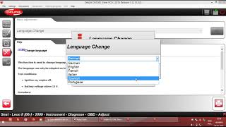 Delphi Ds150  Seat Leon 14TSI  Instruments  Language Change [upl. by Yuri]