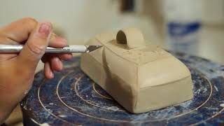 How to make a butter dish using a bisque mold asheville lauriecafferyclay lauriecaffery [upl. by Boothe457]