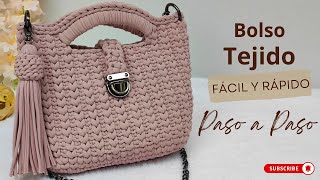 📢Bolso en trapillo tejido a crochet con puntos bajos paso a paso [upl. by Dusty]