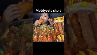 SPICY CHICKEN TANGDI GRAVY 😋WITH PRAWNASMR EATING CHALLENGE maddyeats shorts ‎MaddyEats [upl. by Airdnoed]