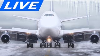 🔴LIVE SNOWY WINDY and COLD AIRPORT ACTION at CHICAGO OHARE  SIGHTS and SOUNDS of PURE AVIATION [upl. by Aihseken]