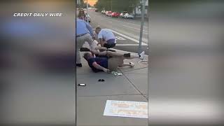 Palestine Protestor Tackles ProIsrael Veteran Gets Shot  Newton Massachusets [upl. by Vladamir]