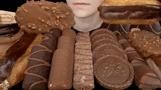 ASMR Chocolate Desserts amp Ice Cream Eclair Cookie Sandwich Dove HaagenDazs Kinder Bueno Cake [upl. by Gertrude]