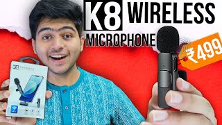 Unboxing K8 Wireless Microphone  Best Wireless Microphone under Rs 500  Budget Microphone [upl. by Sergius]