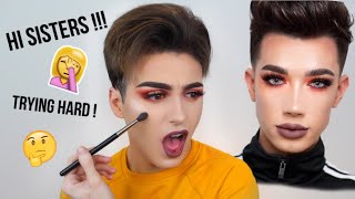 I TRIED FOLLOWING A JAMES CHARLES MAKEUP TUTORIAL 😱  KAM HUGH [upl. by Alleciram]