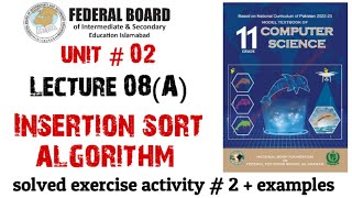 Insertion sort algorithm  Lecture 8  Part A solved examples  exercise activity  2 [upl. by Arihsa]