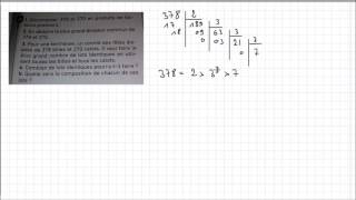 MonPlanMaths  Décomposition facteurs premiers de 378 et 270 PGCD [upl. by Tutt]