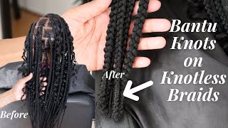 Bantu Knots on Knotless Braids [upl. by Orson]