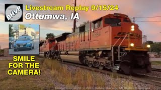 Amtrak BNSF and the Google Street View car in Ottumwa IA  Livestream replay 91524 [upl. by Delaryd58]