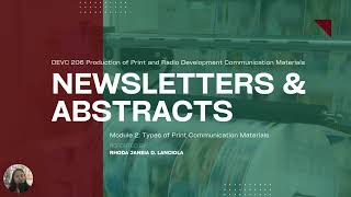 DEVC 206 Module 2 Newsletters and Abstracts [upl. by Erdeid239]