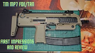 Tokyo Marui MP7 FDETan ReviewUnboxing airsoft [upl. by Jeana457]