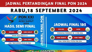 Jadwal Final sepak bola putra PON 2024  Jawa Barat vs Jawa Timur  Aceh vs kalsel Terbaru hari ini [upl. by Aliuqat]