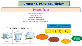 SYBSc Physical amp Analytical Chemistry Unit Phase EquilibriumPhase Rule [upl. by Gerrie811]