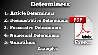 Determiners All types of determiners All uses of determiners EDUCATION DETAILER ENGLISH GRAMMAR [upl. by Laurance]