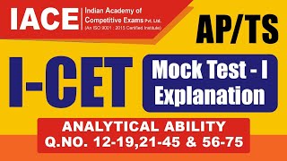 APTS ICET Mock Test  1 Explanation ANALYTICAL ABILITY QNo1219 2145 amp 5675  IACE [upl. by Tenrag53]