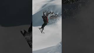 Guy snowboards right off a cliff and drops into the snow below [upl. by Yelyac]