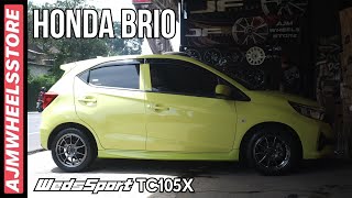 MODIFIKASI HONDA BRIO VELG WEDSSPORT TC105X  AJMWHEELSSTORE [upl. by Ayrotal]