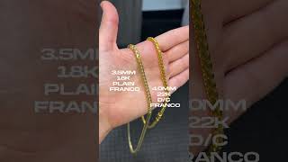 35MM Plain Franco chain 18K vs 40MM Diamond Cut Franco chain 22K italiangold [upl. by Ysteb]