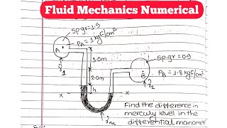 U tube Manometer Numerical  Fluid Mechanics Numerical [upl. by Clift]