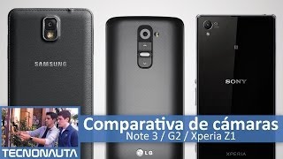 NOTE 3 vs LG G2 vs XPERIA Z1  Cámaras de Fotos comparativa [upl. by Hsan]