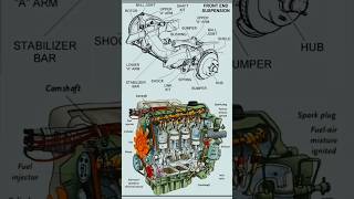 Car front end suspension view Engine parts view inside during engine working [upl. by Dorothea]