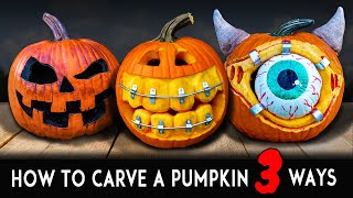 How To Carve Halloween Pumpkins Scary  Silly  Traditional [upl. by Ahsienar]