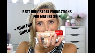 BEST DRUGSTORE FOUNDATION FOR MATURE SKIN SOME HIGH END DUPES [upl. by Ellerrad775]