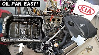 KIA OPTIMA OIL PAN REMOVAL REPLACEMENT OIL PAN LEAK FIX [upl. by Agate316]