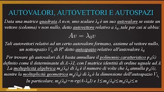 ALGEBRA LINEARE autovalori autovettori e autospazi teoria  esercizio svolto [upl. by Aneis]