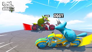 Oggy Fighting With Jack And Pink Panther In VILLAGE OF DEADLINE Racing Challenge😱 GTA5 [upl. by Ree]