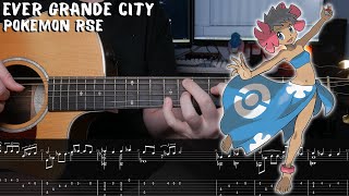 Ever Grande City  Pokemon RubySapphireEmerald  Fingerstyle Guitar Tutorial  TAB [upl. by Attiuqihc]