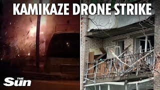 Massive explosion rips through St Petersburg apartments in suspected Ukrainian drone strike [upl. by Melentha33]