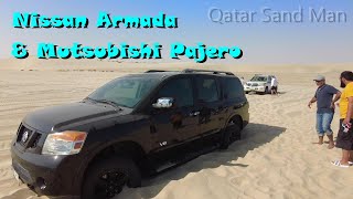 Nissan Armada and Mitsubishi Pajero stuck in the Qatar desert the inland sea سيلين  العديد [upl. by Noside]