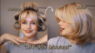 DIY 90s Blowout for Short Hair  Shoulder Length  Tutorial [upl. by Ellenohs]