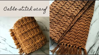 How to crochet a cable stitch scarf  cable stitch scarf for men [upl. by Terb]