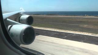 KLM Boeing 747 onboard landing on Curaçao 1080p [upl. by Bohman]