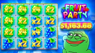 FRUIT PARTY SLOT WENT CRAZY MASSIVE PROFIT [upl. by Trefor959]