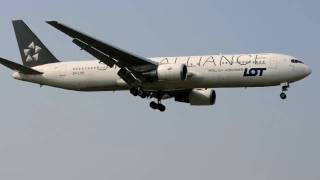 LOT Polish Airlines Star Alliance Boeing 767341ER Landing Warsaw FChopin  EPWA [upl. by Ailin]