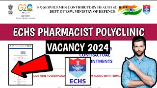 ECHS Pharmacist Vacancy 2024  Pharmacist Recruitment At ECHS Ministery Of Defence [upl. by Adraynek265]