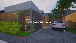 Casa Pequeña y Económica de 1 Habitación en Terreno de 10x16 Diseño con Ladrillo Aparente [upl. by Sredna]