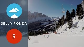 Red 5 Val Gardena  Sella Ronda  Piste View [upl. by Lenehc]