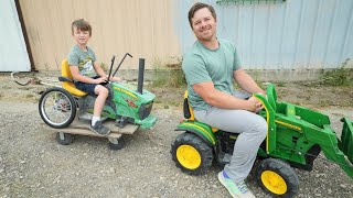 Playing on the farm with all of our kids tractors and real tractors  Tractors for kids [upl. by Diamond]